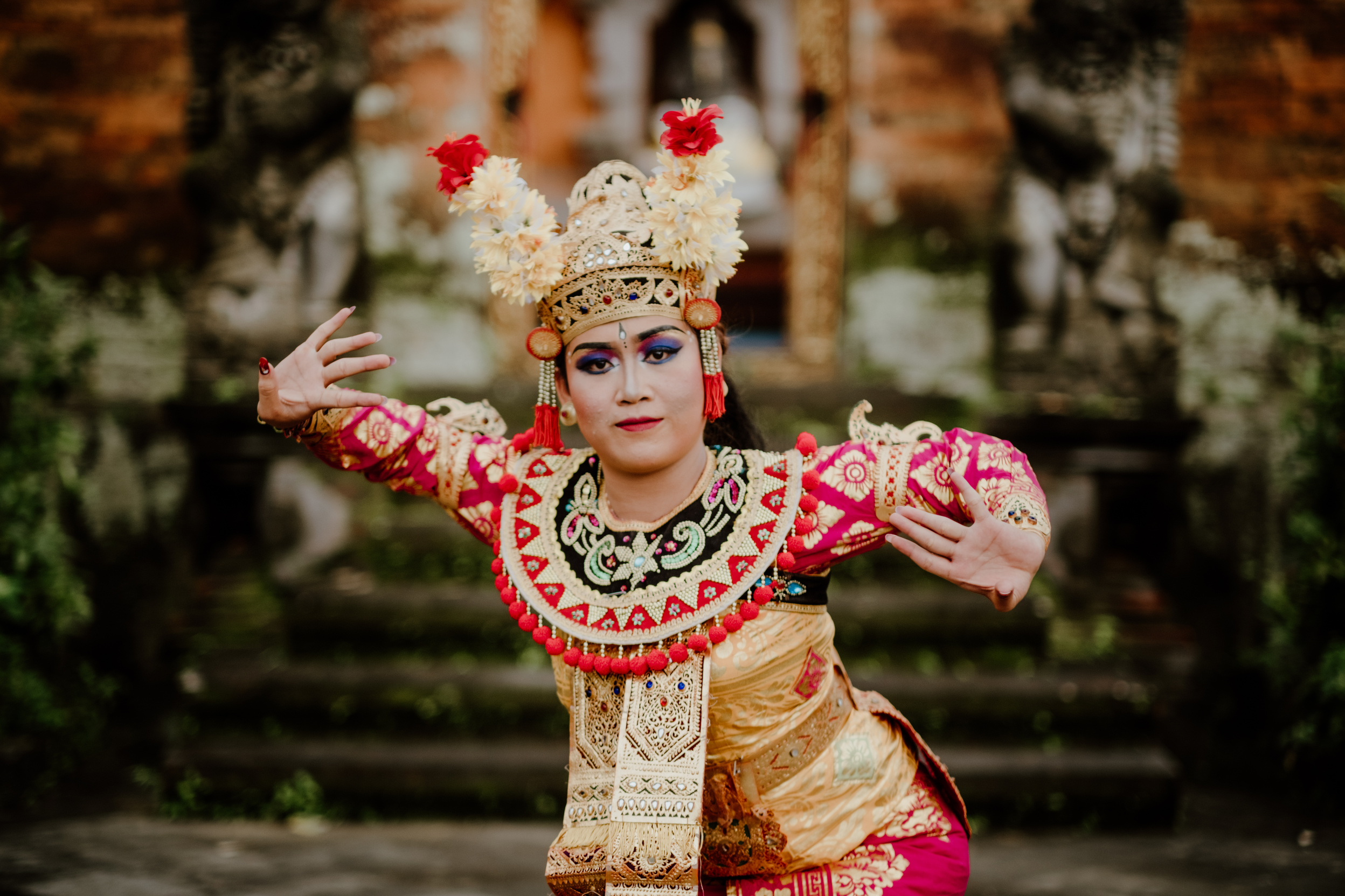 Woman Dancing in Traditional Balinese Costume